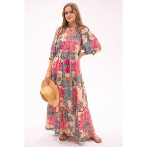 Alicia Bell Elizabeth floral Maxi‎ Dress Balloon Sleeve SMALL
